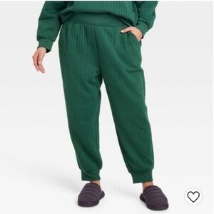 A New Day Plus Size Women's Mid-Rise Ankle Fleece Jogger Pants - Green